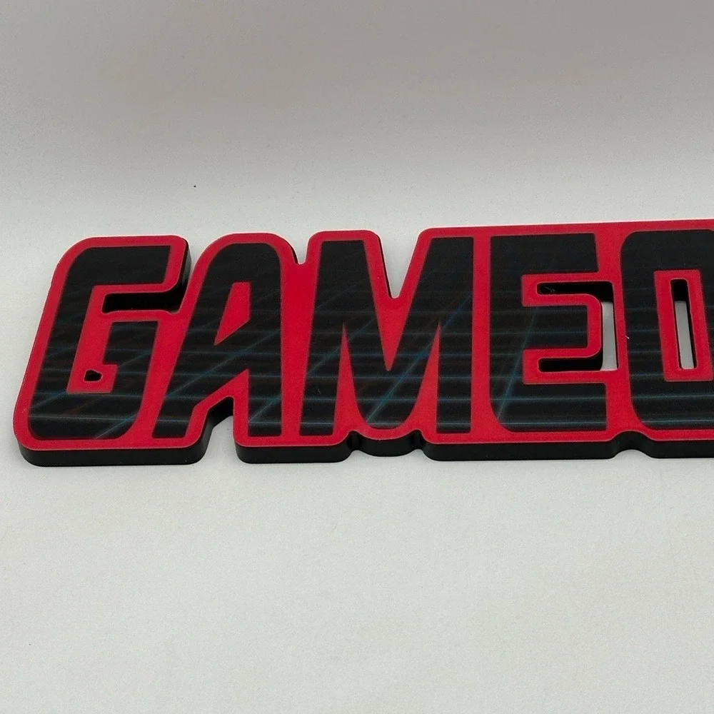 GAMEOVER Lenticular Wood‎ Wall Shelf Sitter Wood Holographic Overlay